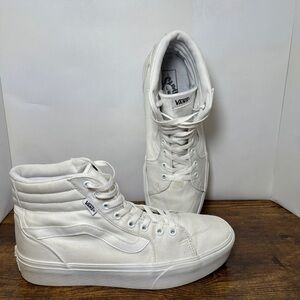 Vans SK8-Hi Women’s Size 11 Sneakers White Canvas Stacked Platform